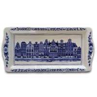 Heinen Delftware Delft blue cake dish - Facade houses (canal belt)