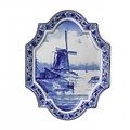 Heinen Delftware Wandplatte Delft blau - Applique Mühle vertikal