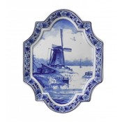 Heinen Delftware Wandplatte Delft blau - Applique Mühle vertikal