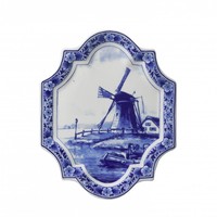 Heinen Delftware Wall plate Delft blue - Applique mill vertical