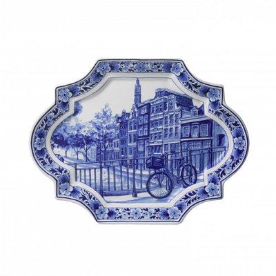 Heinen Delftware Wall Plate - Delft Blue Applique Horizontal