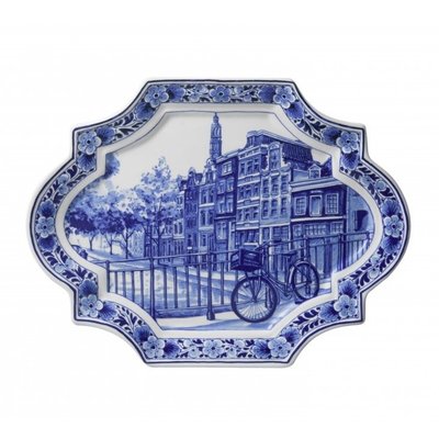 Heinen Delftware Wall Plate - Delft Blue Applique Horizontal