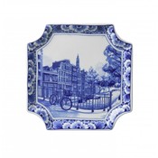 Heinen Delfts blauw Wall plate - Applique Amsterdam square