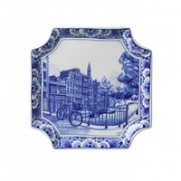 Heinen Delfts blauw Wandplatte - Applique Amsterdam Platz