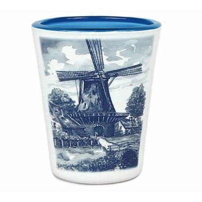 Typisch Hollands Schnapsglas Holländische Mühlenlandschaft