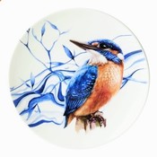 Heinen Delfts blauw Wandplatte - Eisvogel - Hauch von Delfter Blau
