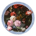 Heinen Delftware Wandbord Stilleven met bloemen