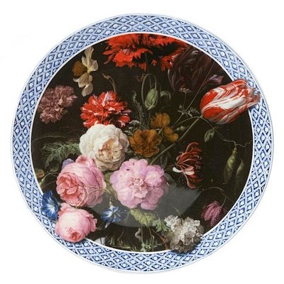 Heinen Delftware Wandplatte Stillleben mit Blumen