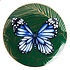 Heinen Delfts blauw Plate Butterfly - Green-Gold (Delft Blue)