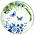 Heinen Delfts blauw Plate Butterfly Garden - Blue-Green (Delft Blue)