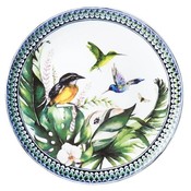 Heinen Delfts blauw Wandbord Vogels in groen (Suikerdiefje)