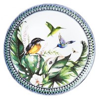 Heinen Delfts blauw Wandbord Vogels in groen (Suikerdiefje)