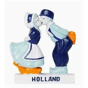 Heinen Delfts blauw Magnet Kissing couple - Delft blue - Holland