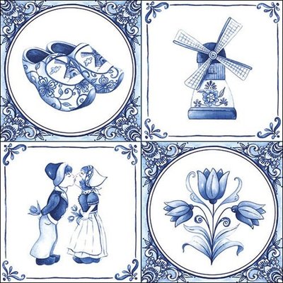 Typisch Hollands Napkins Delft Blue Tiles and Diamonds