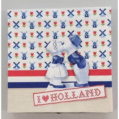 Typisch Hollands Servietten Ich liebe Holland (Rot-Weiß-Blau)