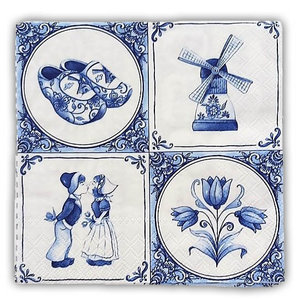 Typisch Hollands Napkins Delft blue Tiles and Checks