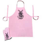 Typisch Hollands Kitchen set-2 pieces (apron and oven glove) Pink Holland