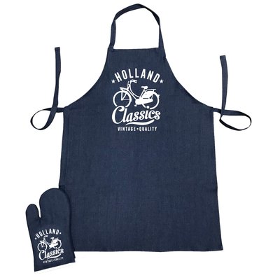 Typisch Hollands Kitchen set-2 pieces (apron and oven glove) denim Holland