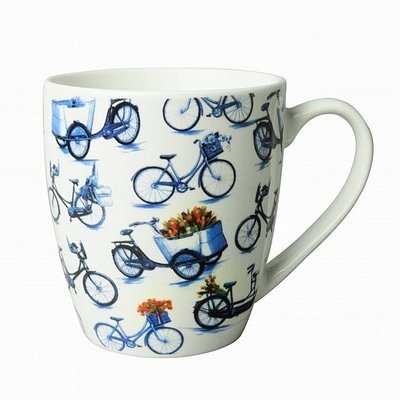 Heinen Delfts blauw Kleine mok - Modern Delfts blauw - Fiets all over print