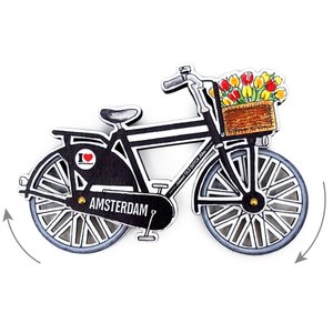 Typisch Hollands Magnet - Amsterdam bicycle black rotating wheels