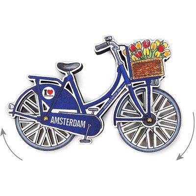 Matix Magneet - Amsterdam fiets blauw draaiende wielen