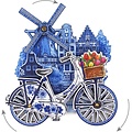 Typisch Hollands Magnet Holland Windmühle Fahrrad Delft blau rotierende Räder