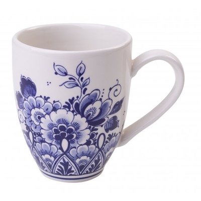 Heinen Delftware Kleine mok ( Delfts blauw) met bloemendecoratie