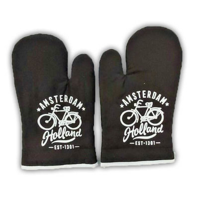 Typisch Hollands Oven gloves black Amsterdam 2 pieces