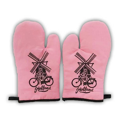 Typisch Hollands Oven handschoenen roze Holland 2 stuks