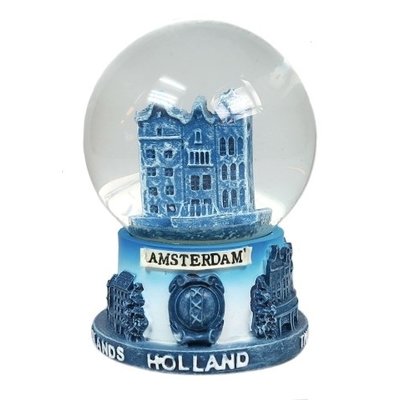 Typisch Hollands Snow globe Delft blue - gable houses- Medium