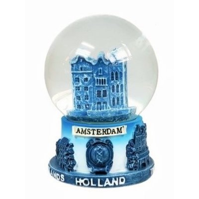 Typisch Hollands Snow globe Delft blue - gable houses- Medium