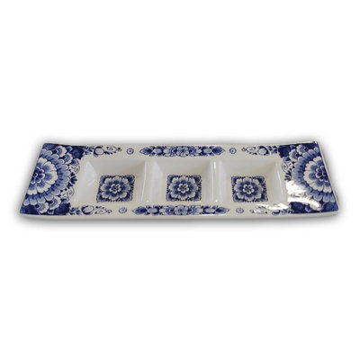 Heinen Delftware Delfts blauwe Tapas schaal - 3 vaks