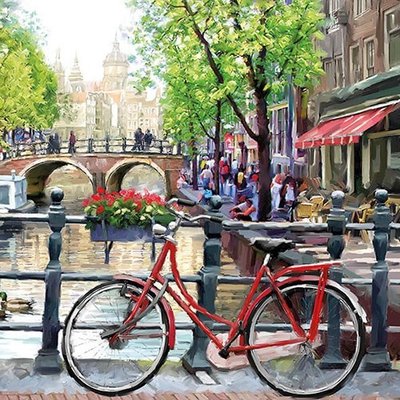 Typisch Hollands Servetten Amsterdam  Nostalgie-Fiets grachtengordel