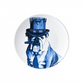 Heinen Delftware Delfts blauw bord -  Hond met hoed en sigaar