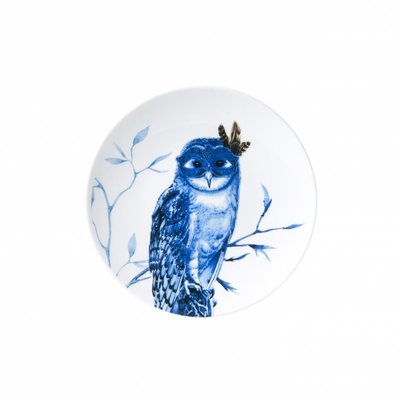 Heinen Delftware Delft blue plate - Owl on branch