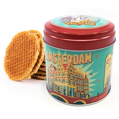 Typisch Hollands Stroopwafels in der Retro Amsterdam Backdose