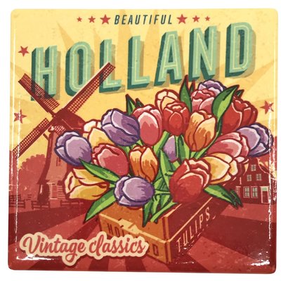 Typisch Hollands Onderzetter - Tulpen - Voorjaar - Vintage