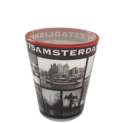 Typisch Hollands Schnapsglas Amsterdam - Rot - Schwarz - Weiß