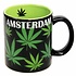 Typisch Hollands Amsterdamer Becher mit Cannabisblatt in Geschenkbox
