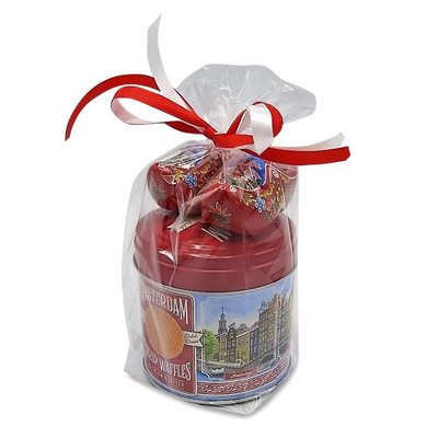 Stroopwafels (Typisch Hollands) Stroopwafels in Gift Tin with Clogs - Red