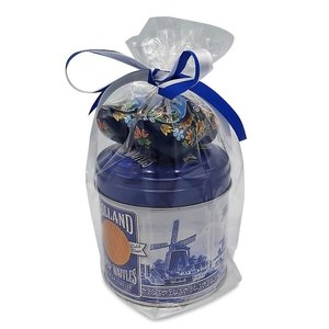 Stroopwafels (Typisch Hollands) Stroopwafels in Gift Tin with Clogs - Blue