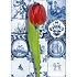 Heinen Delftware Single card - Delft blue - Classic with Red Tulip