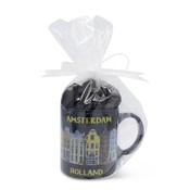 Typisch Hollands Mug - filled with licorice. Amsterdam - Holland facade houses