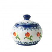 Heinen Delftware Sugar bowl orange tulip - Porcelain (Delft blue with orange tulip)