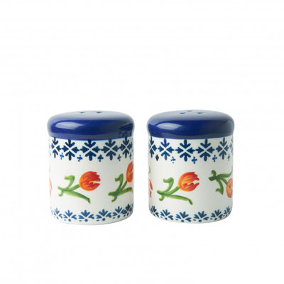 Heinen Delfts blauw Salt & pepper set orange tulip - porcelain