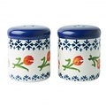 Heinen Delfts blauw Salz- und Pfefferstreuer-Set, orangefarbene Tulpe, Porzellan