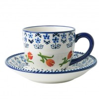 Heinen Delftware Tasse und Untertasse orange Tulpe - Porzellan