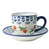 Heinen Delfts blauw Tasse und Untertasse orange Tulpe - Porzellan
