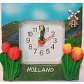 Typisch Hollands Tisch-Buro-Uhr Holland - Windmühle und Tulpen