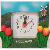 Typisch Hollands Tafel-Buro-klokje Holland - Molen en Tulpen